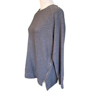 Lily & Lottie Charcoal Gray Ribbed Long Sleeve Zip Hem Pullover, Medium, Casual
